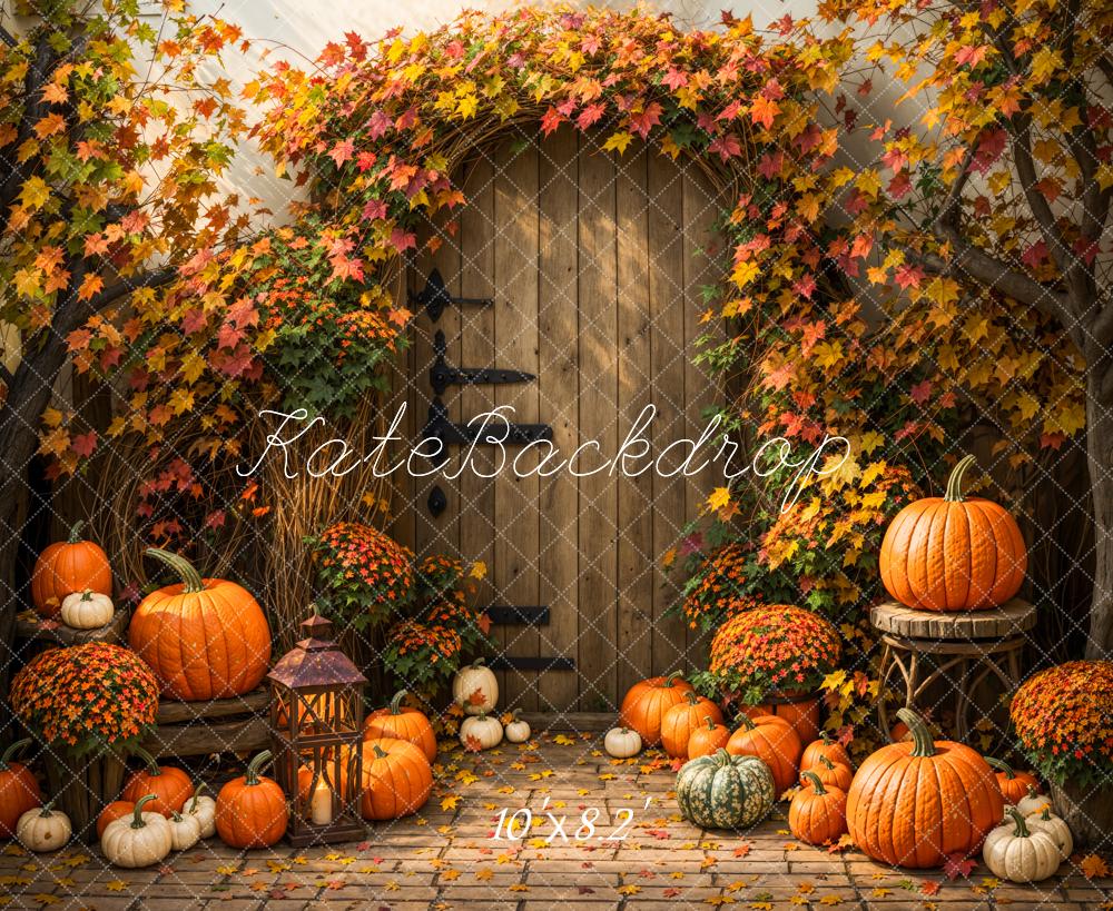 Kate Automne Feuille d'érable Citrouille Porte Toile de fond conçue par Emetselch - Kate Backdrop FR