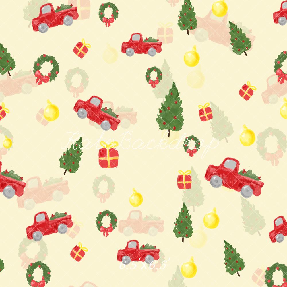 Kate Sapin de Noël Camion rouge Cadeau Toile de fond conçue par Chain Photographie - Kate Backdrop FR