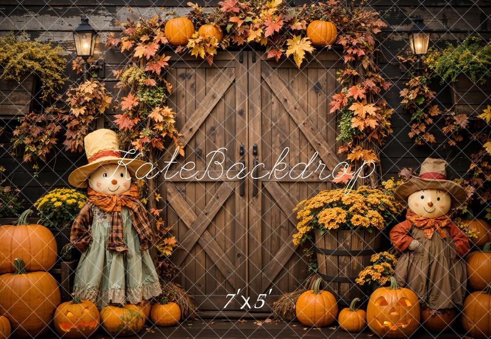 Kate Halloween Citrouille Épouvantail Porte Toile de fond conçue par Emetselch - Kate Backdrop FR