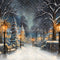 Kate Noël Nuit Rue Lampadaire Neige Toile de fond conçue par GQ - Kate Backdrop FR