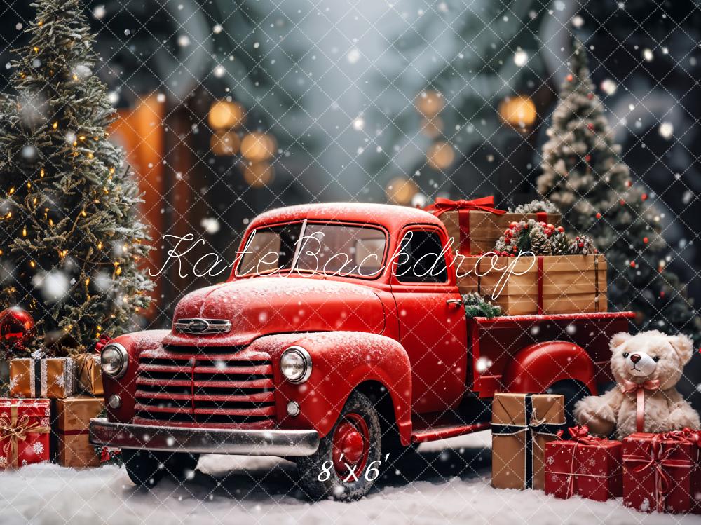 Kate Noël Camion Rouge Ours en peluche Toile de fond conçue par Emetselch - Kate Backdrop FR
