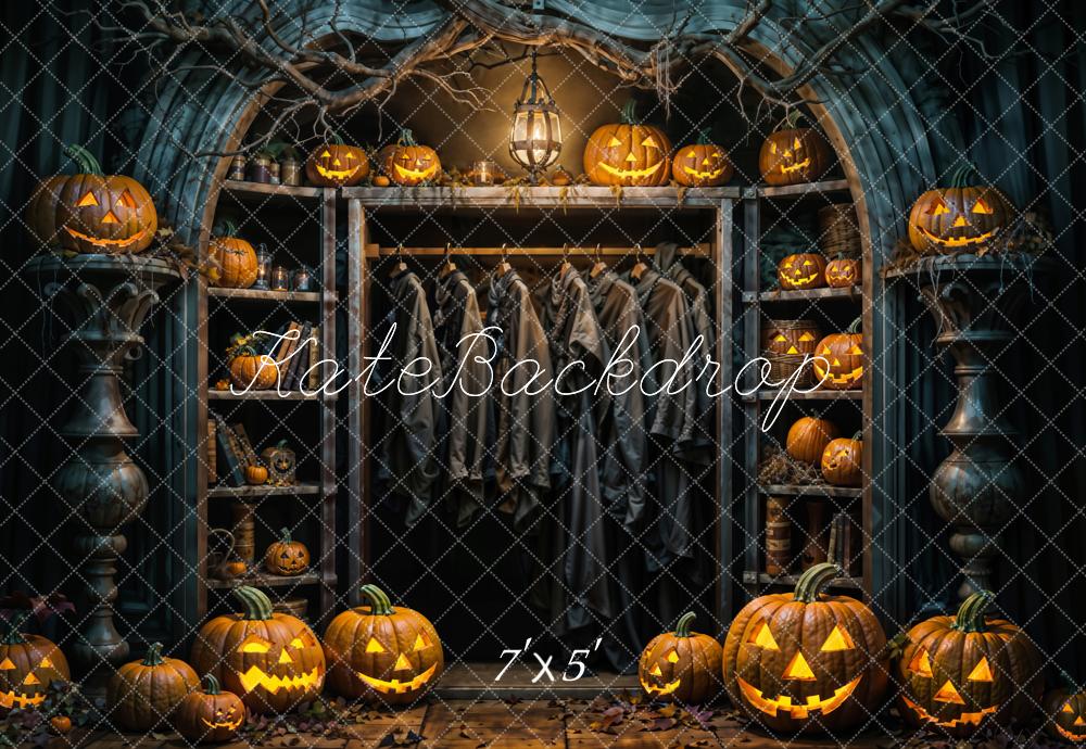 Kate Halloween Citrouille Noir foncé Garde-robe Toile de fond conçue par Emetselch - Kate Backdrop FR