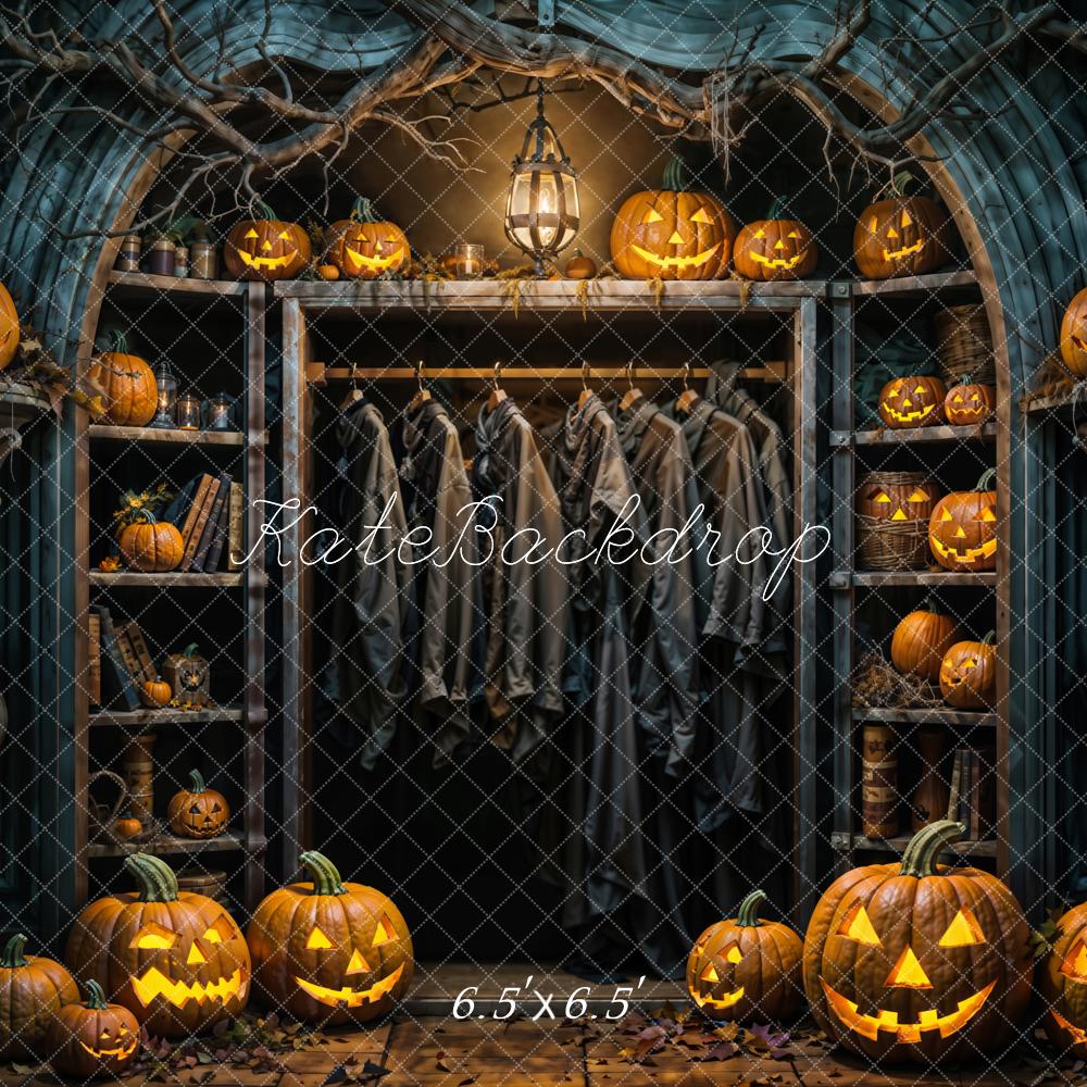 Kate Halloween Citrouille Noir foncé Garde-robe Toile de fond conçue par Emetselch - Kate Backdrop FR