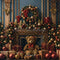 Kate Noël Ours en peluche Doré foncé Cheminée Toile de fond conçue par Emetselch - Kate Backdrop FR