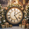 GROUPE VIP - Kate Rétro Noël Grande horloge Cadeaux Doré Toile de fond conçue par Emetselch - Kate Backdrop FR