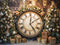 GROUPE VIP - Kate Rétro Noël Grande horloge Cadeaux Doré Toile de fond conçue par Emetselch - Kate Backdrop FR