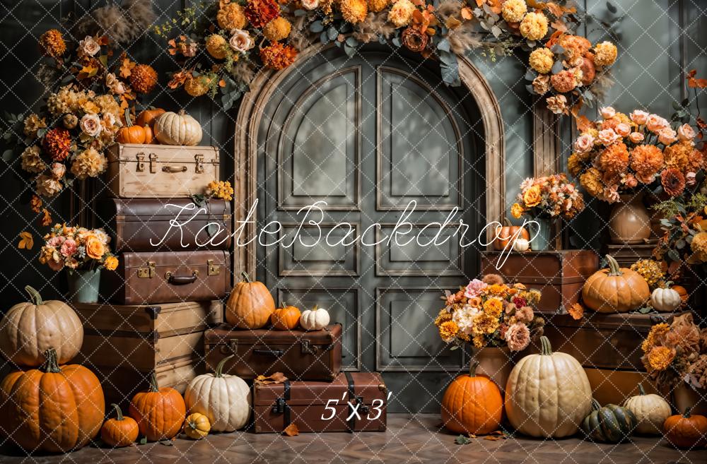 Kate Automne Fleurs Citrouille Porte Valises Toile de fond conçue par Emetselch - Kate Backdrop FR