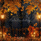 Kate Automne Nuit Feuilles d'érable Lampadaire Toile de fond conçue par Chain Photographie - Kate Backdrop FR