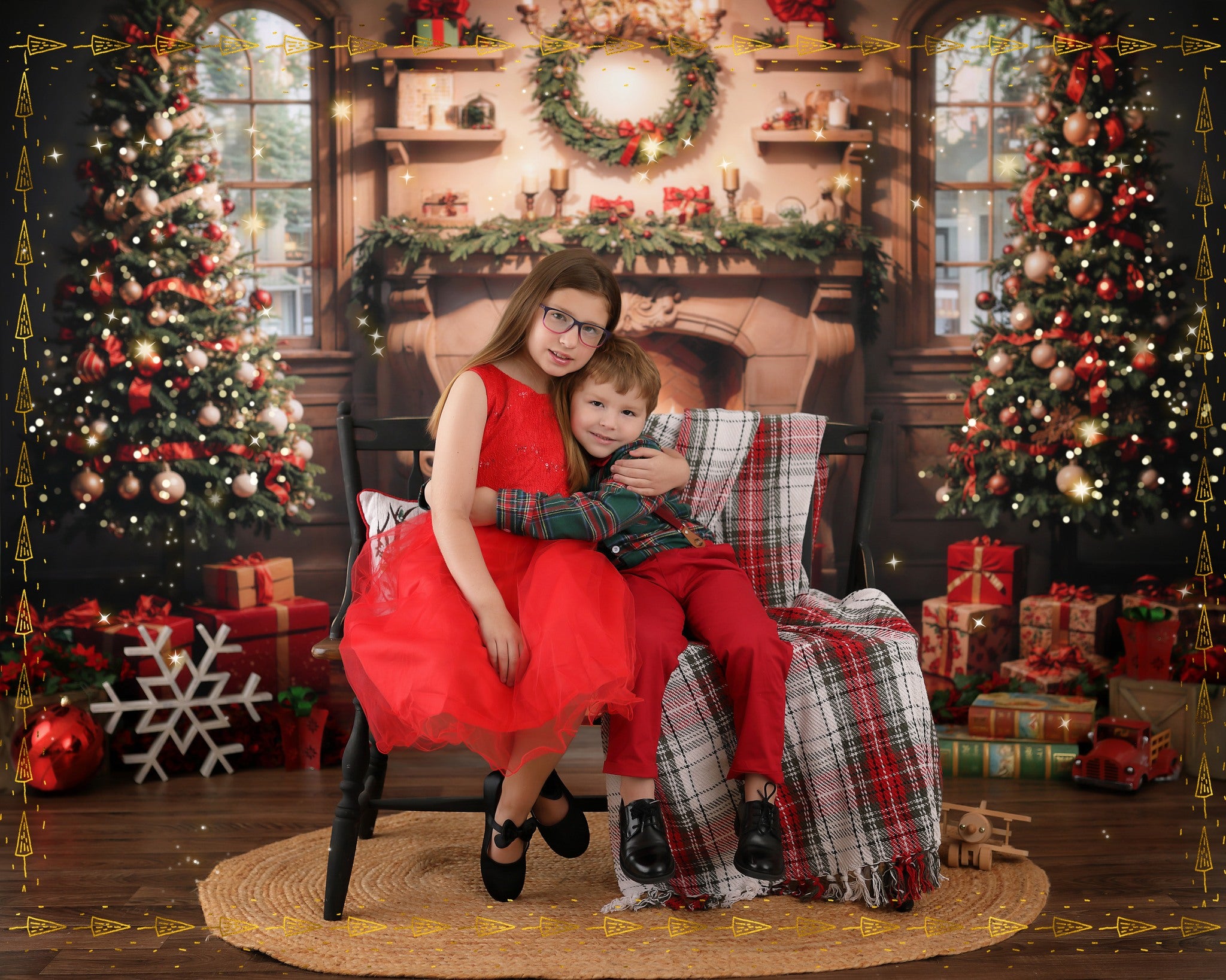 Kate Noël Intérieur Cadeaux Cheminée en marbre Toile de fond conçue par Emetselch - Kate Backdrop FR