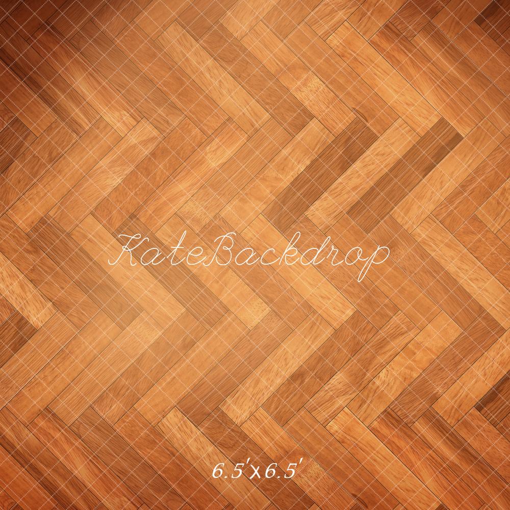 Kate Orange Marron Parquet à chevrons Sol Toile de fond conçue par Kate Image - Kate Backdrop FR