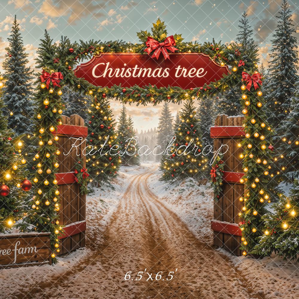 Kate Sapin de Noël Ferme Porte Lumière Toile de fond conçue par Emetselch - Kate Backdrop FR