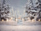Kate Hiver Noël Forêt Blanc Clôture Maison Toile de fond conçue par Emetselch - Kate Backdrop FR