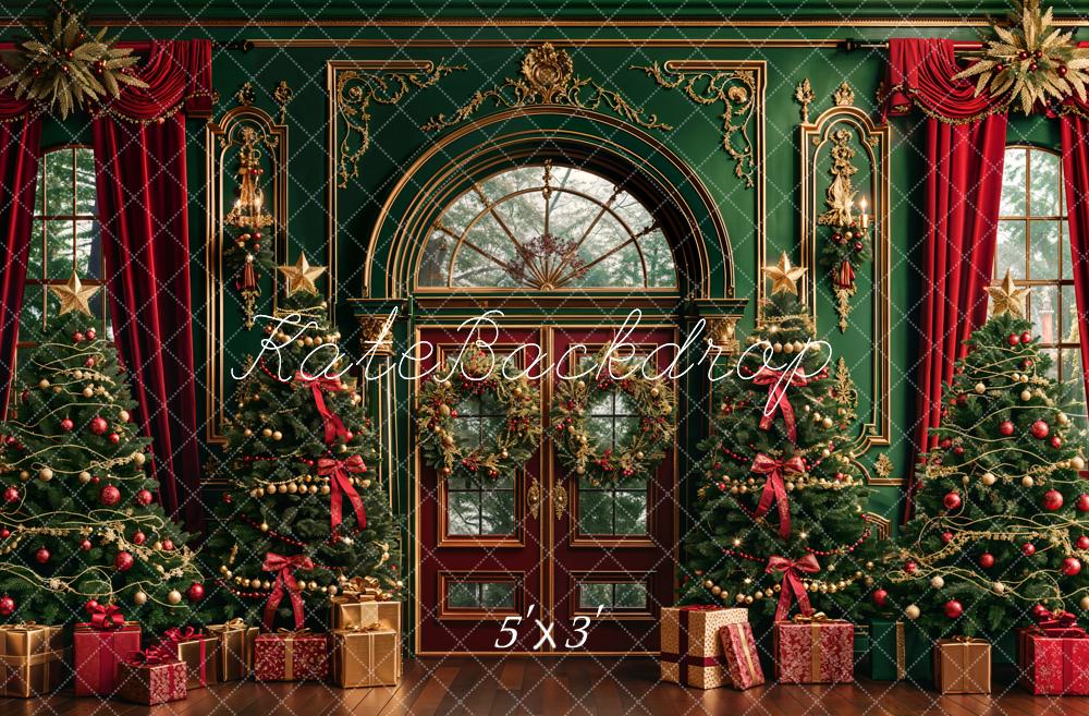 Kate Noël Vert foncé Classique Fenêtre Cadeaux Toile de fond conçue par Emetselch - Kate Backdrop FR