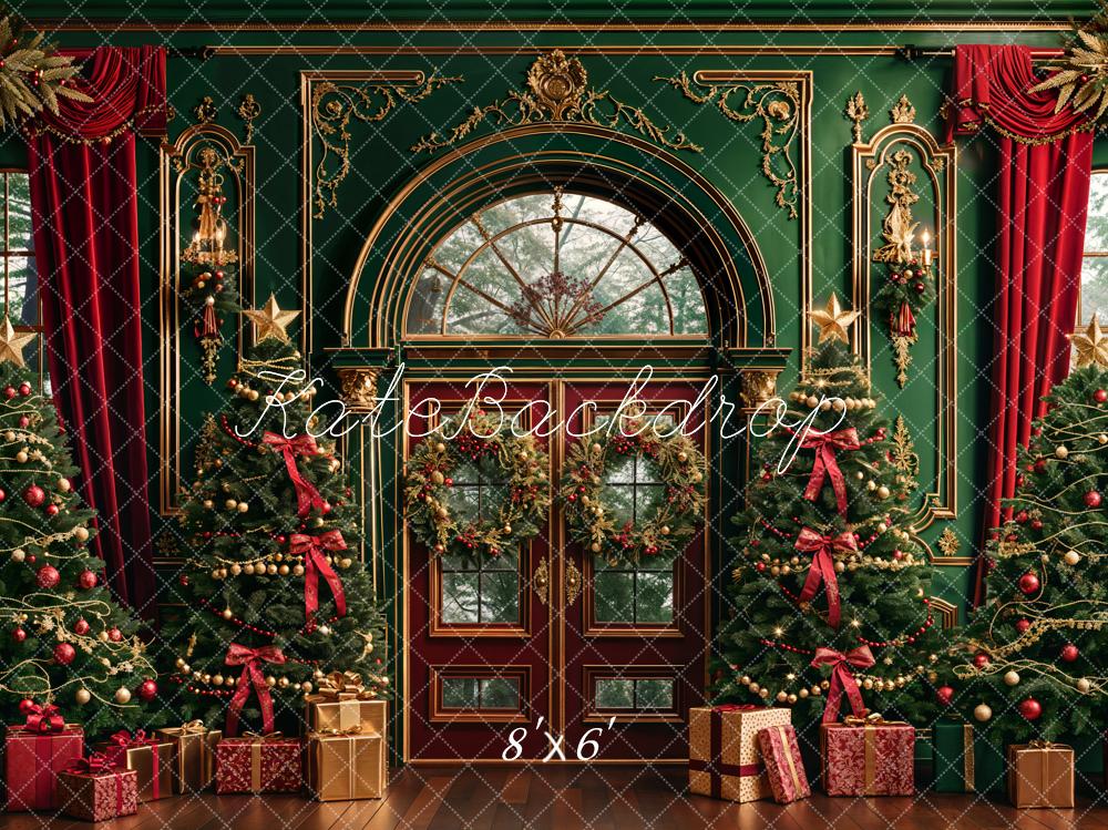 Kate Noël Vert foncé Classique Fenêtre Cadeaux Toile de fond conçue par Emetselch - Kate Backdrop FR