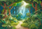 Kate Jungle Sentier Vert Dessin animé Toile de fond conçue par Laura Bybee - Kate Backdrop FR