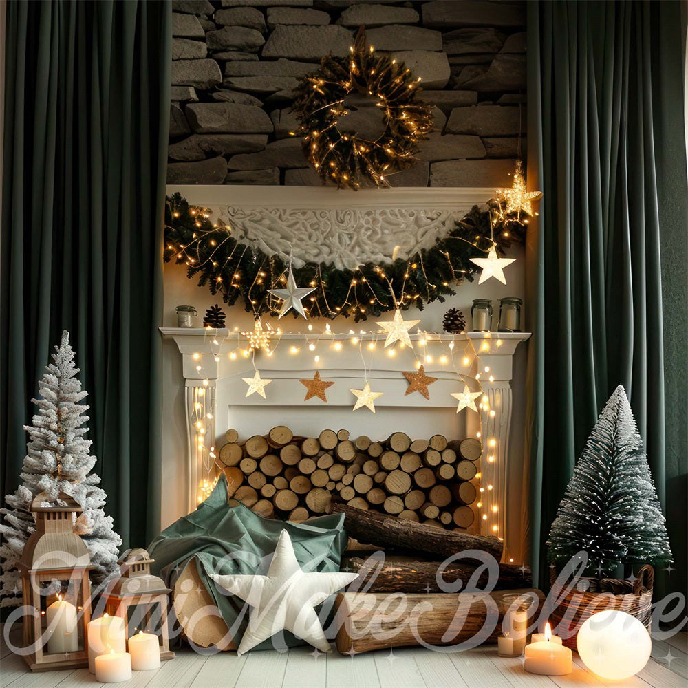 GROUPE VIP - Kate Cheminée Fête Noël Rideau Étoiles Toile de fond conçue par Mini MakeBelieve - Kate Backdrop FR