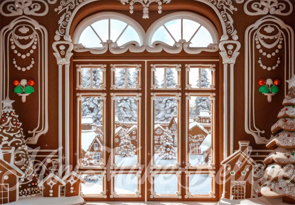 GROUPE VIP - Kate Pain d'épice Intérieur Portes doubles Noël Toile de fond conçue par Mini MakeBelieve - Kate Backdrop FR