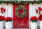 Kate Noël Porte rouge Grange Fleurs Toile de fond conçue par Mini MakeBelieve - Kate Backdrop FR