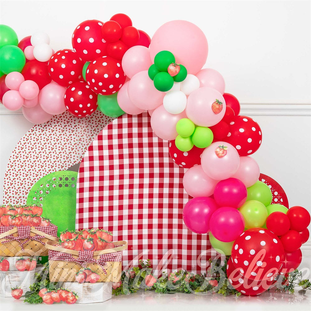 GROUPE VIP - Kate Fraise Cake smash Arche de ballons Toile de fond conçue par Mini MakeBelieve - Kate Backdrop FR