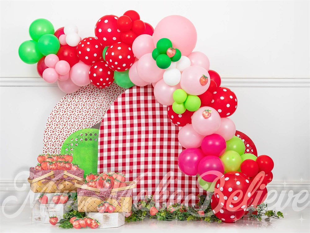 GROUPE VIP - Kate Fraise Cake smash Arche de ballons Toile de fond conçue par Mini MakeBelieve - Kate Backdrop FR