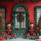 Kate Noël Extérieur Porte verte Casse-noisette Toile de fond conçue par Mini MakeBelieve - Kate Backdrop FR
