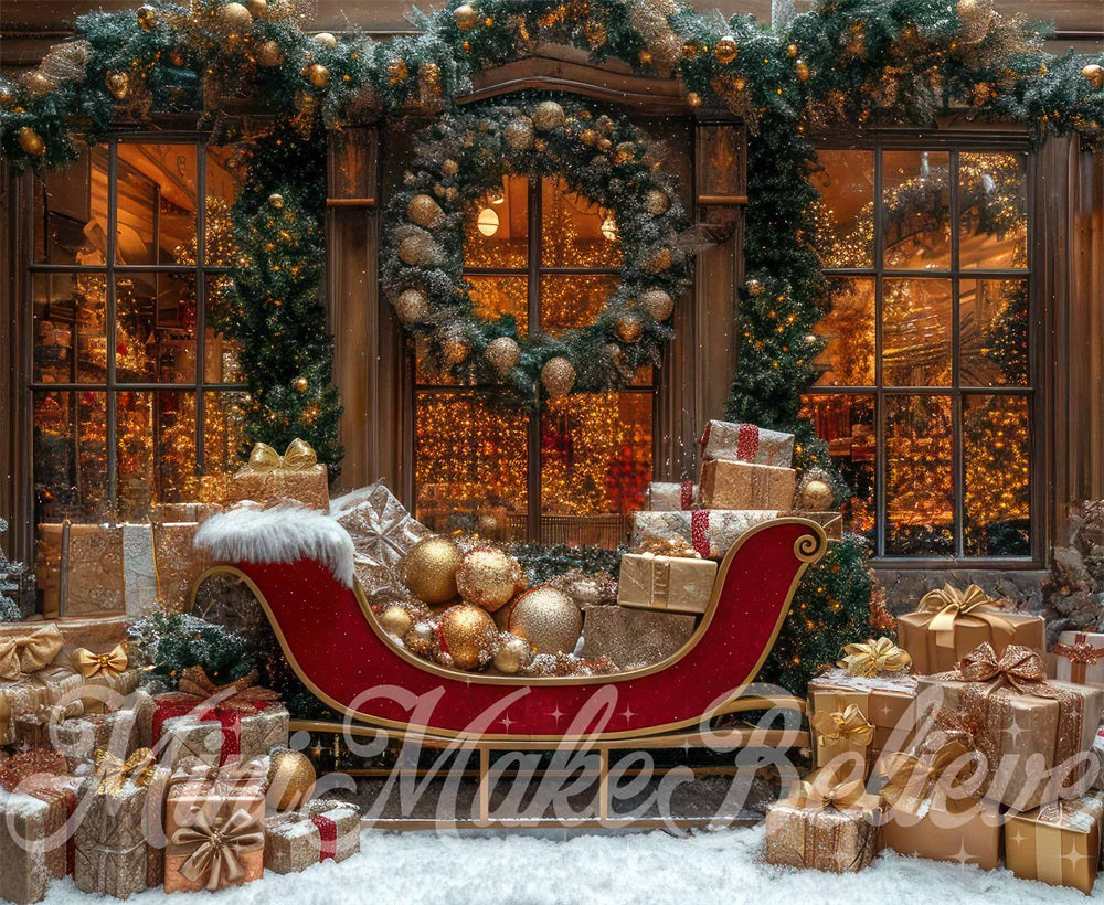 Kate Noël Extérieur Traîneau Magasin Cadeaux Toile de fond conçue par Mini MakeBelieve - Kate Backdrop FR