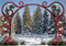 Kate Noël Orné Porte Rouge Hiver Neige Forêt Toile de fond conçue par Mini MakeBelieve - Kate Backdrop FR