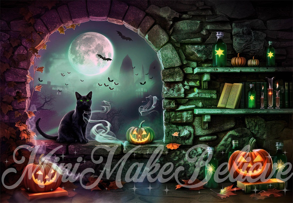 Kate Halloween Salle des Sorcières Chat Toile de fond conçue par Mini MakeBelieve - Kate Backdrop FR
