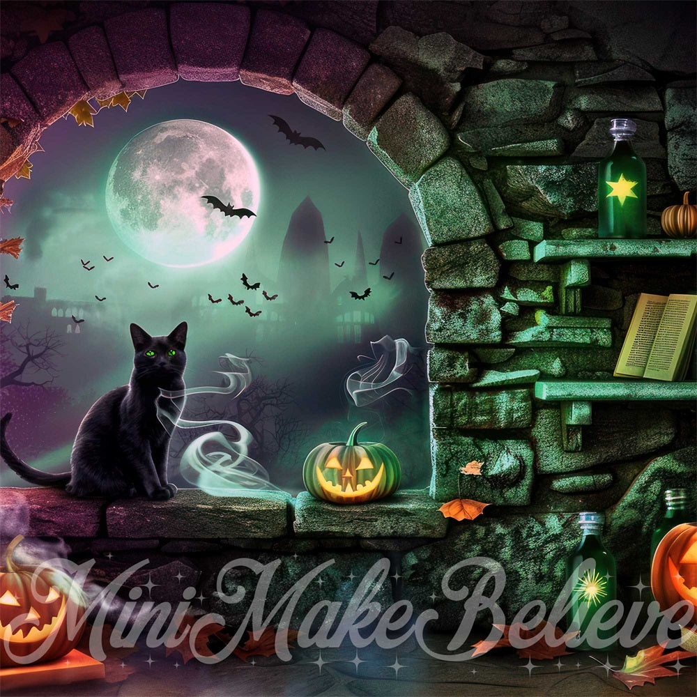 Kate Halloween Salle des Sorcières Chat Toile de fond conçue par Mini MakeBelieve - Kate Backdrop FR