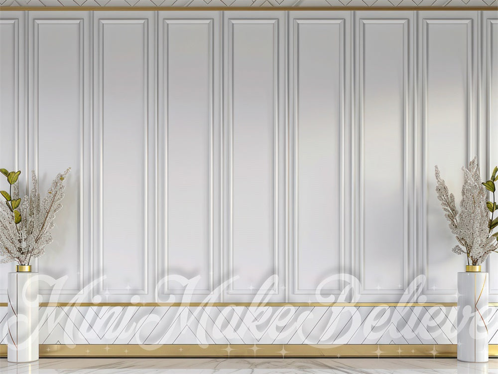 Kate Blanc & Doré Mur Rétro Vintage Toile de fond conçue par Mini MakeBelieve - Kate Backdrop FR