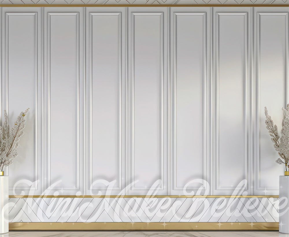 Kate Blanc & Doré Mur Rétro Vintage Toile de fond conçue par Mini MakeBelieve - Kate Backdrop FR