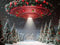 Kate Hiver Noël Forêt OVNI Grand Rouge Toile de fond conçue par Mini MakeBelieve - Kate Backdrop FR