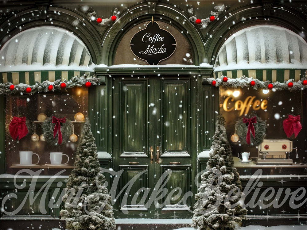 Kate Noël Rue Vert Rétro Magasin de café Toile de fond conçue par Mini MakeBelieve - Kate Backdrop FR