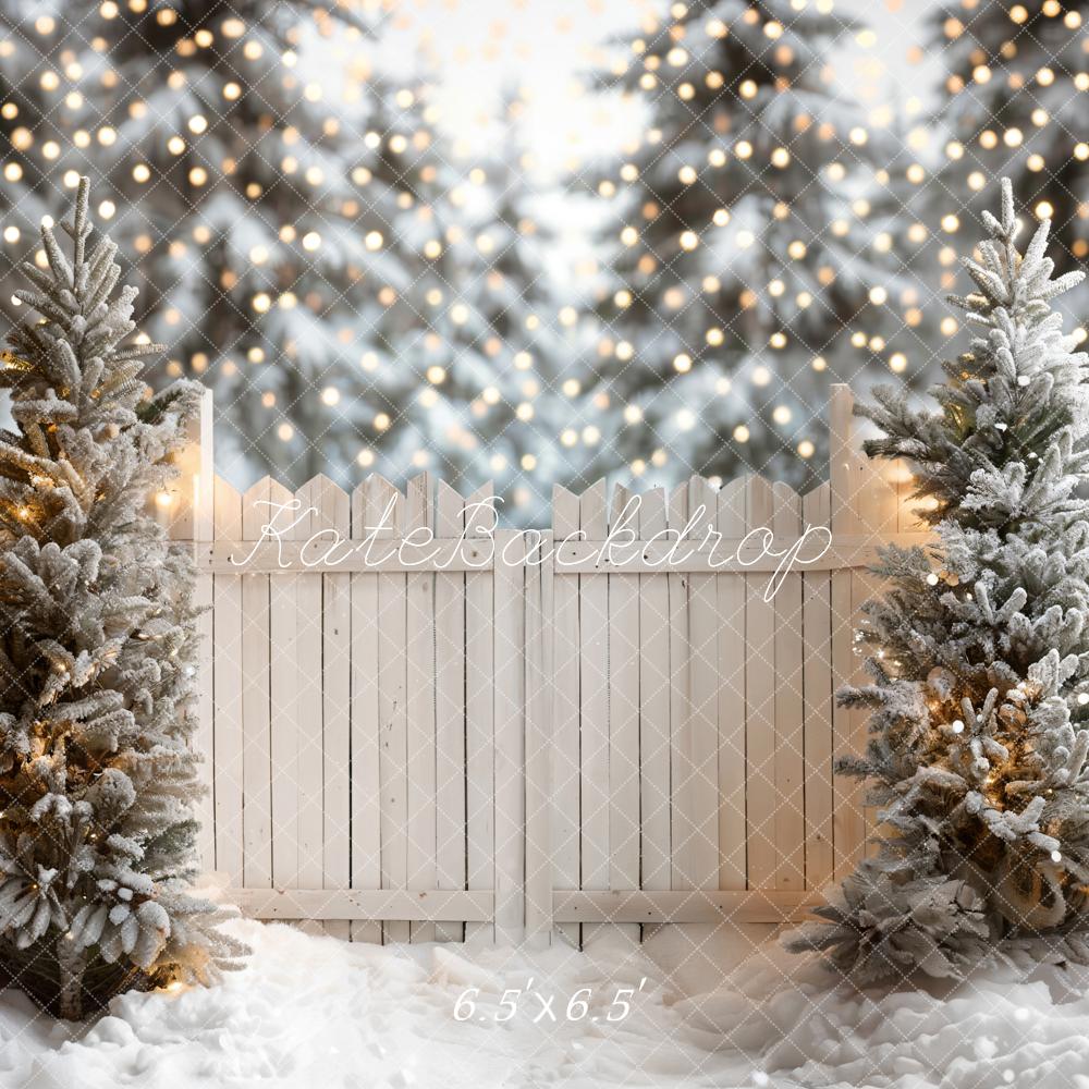 Kate Sapin de Noël Clôture en bois Neige Toile de fond conçue par Emetselch - Kate Backdrop FR