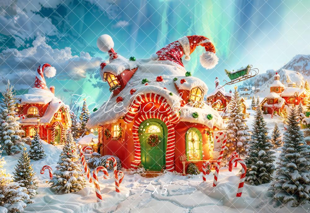 Kate Dessin animé Noël Forêt Cabane Toile de fond conçue par Chain Photographie - Kate Backdrop FR