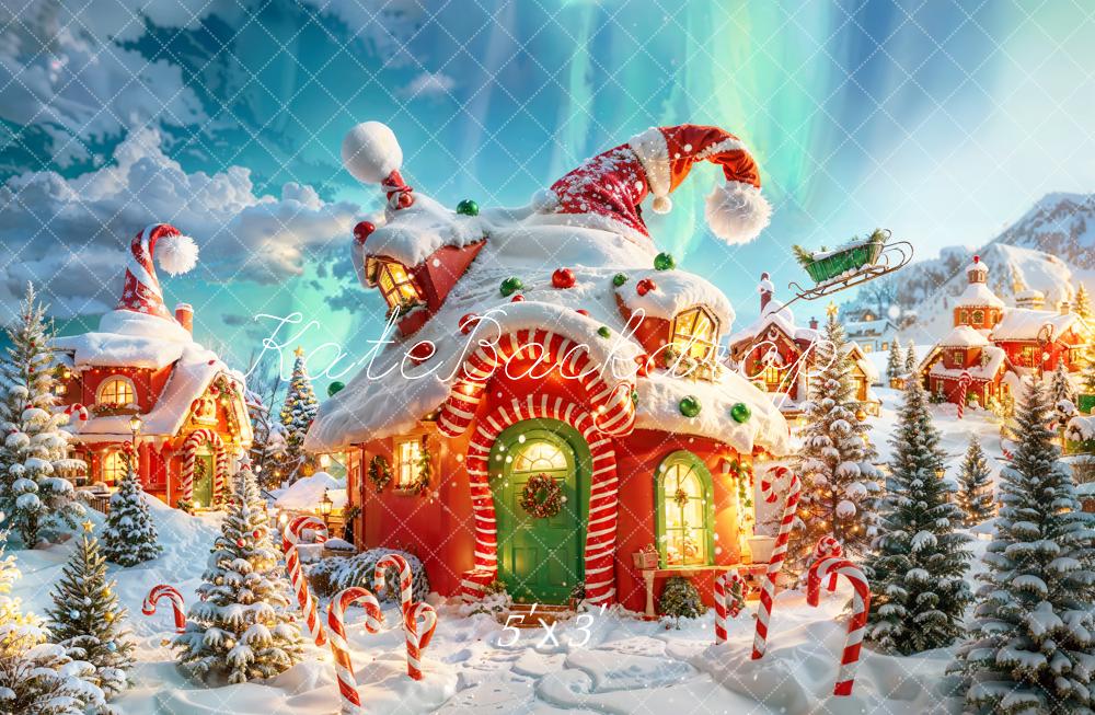 Kate Dessin animé Noël Forêt Cabane Toile de fond conçue par Chain Photographie - Kate Backdrop FR