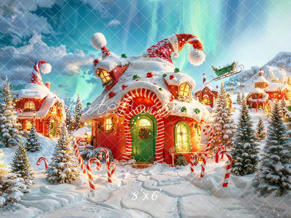 Kate Dessin animé Noël Forêt Cabane Toile de fond conçue par Chain Photographie - Kate Backdrop FR