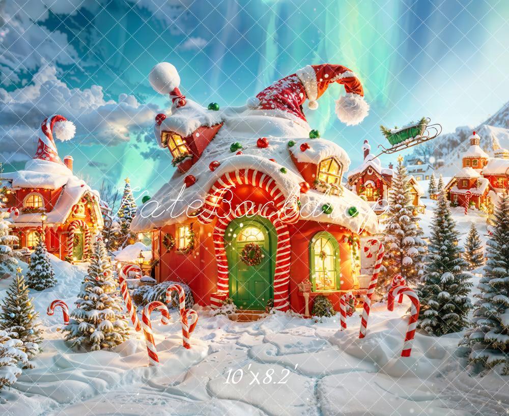Kate Dessin animé Noël Forêt Cabane Toile de fond conçue par Chain Photographie - Kate Backdrop FR