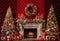 Kate Noël Intérieur Rétro Cheminée Mur rouge Toile de fond conçue par Emetselch - Kate Backdrop FR