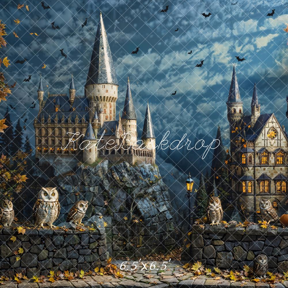 Kate Automne Halloween Hibou Château rétro Toile de fond conçue par Chain Photographie - Kate Backdrop FR