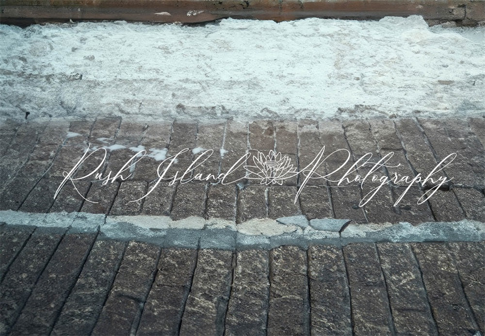 Kate Hiver Neige Carrelage Sombre Sol Toile de fond conçue par Laura Bybee - Kate Backdrop FR