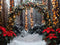 Kate Noël Forêt Neige Vert Arche Lumières Toile de fond conçue par Emetselch - Kate Backdrop FR