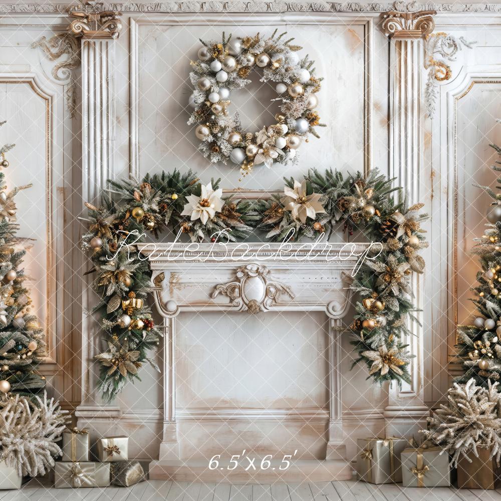 Kate Noël Blanc Marbre Cheminée Rétro Toile de fond conçue par Emetselch - Kate Backdrop FR