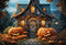 Kate Automne Halloween Citrouille Cabane Toile de fond conçue par Chain Photographie - Kate Backdrop FR