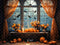 Kate Halloween Intérieur Citrouille Fleur Fenêtre Toile de fond conçue par Emetselch - Kate Backdrop FR