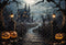 Kate Halloween Forêt Pont de bois Château Sombre Toile de fond conçue par Emetselch