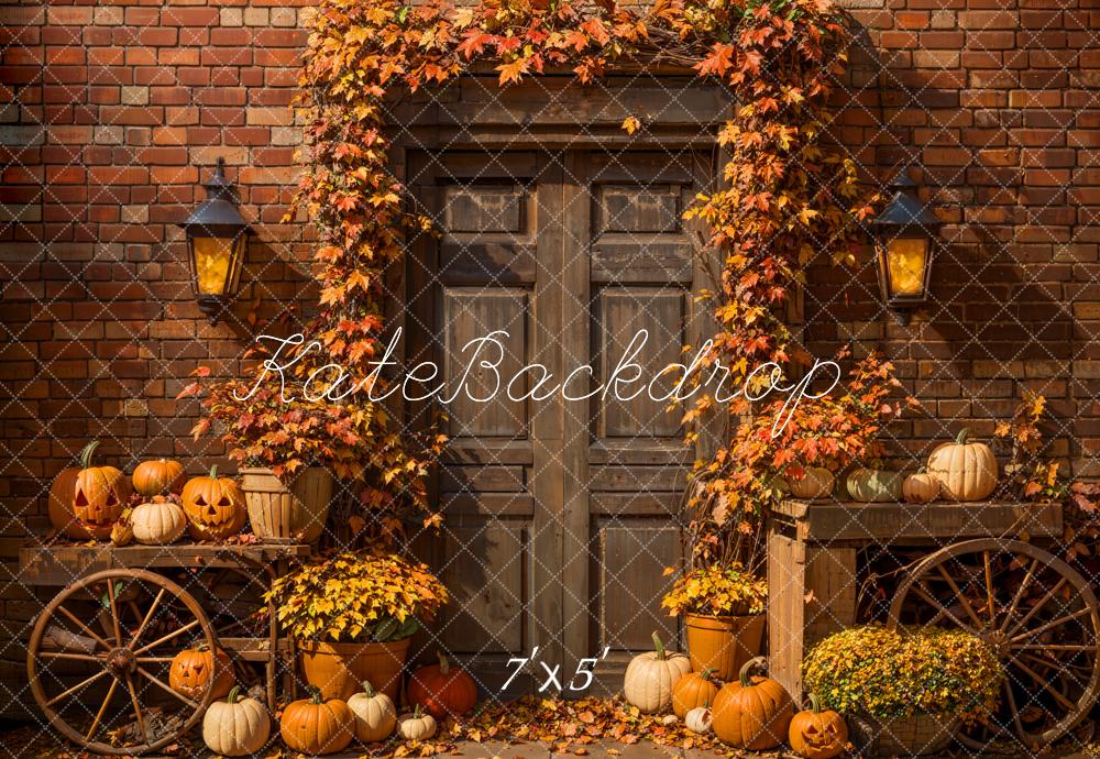 Kate Automne Halloween Feuille d'érable Porte Toile de fond conçue par Emetselch - Kate Backdrop FR