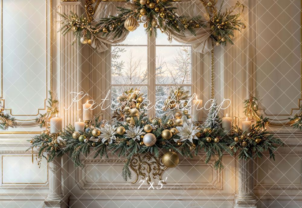 Kate Noël Vintage Blanc Fenêtre Décors Bougies Toile de fond conçue par Emetselch - Kate Backdrop FR