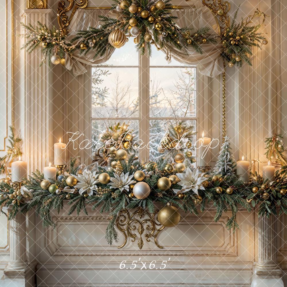 Kate Noël Vintage Blanc Fenêtre Décors Bougies Toile de fond conçue par Emetselch - Kate Backdrop FR