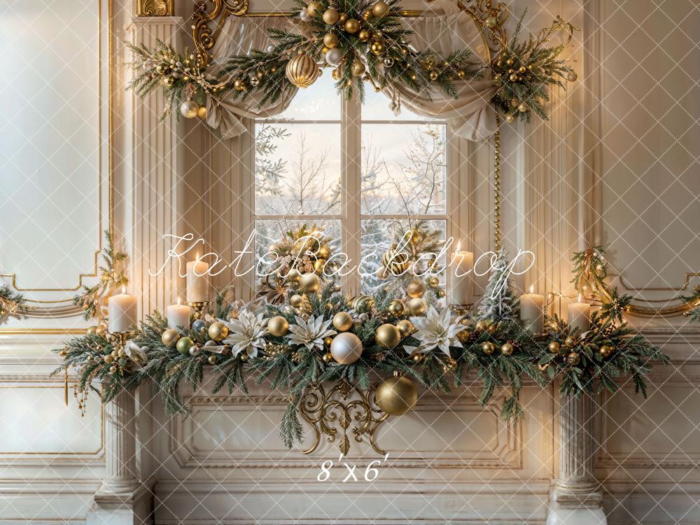Kate Noël Vintage Blanc Fenêtre Décors Bougies Toile de fond conçue par Emetselch - Kate Backdrop FR
